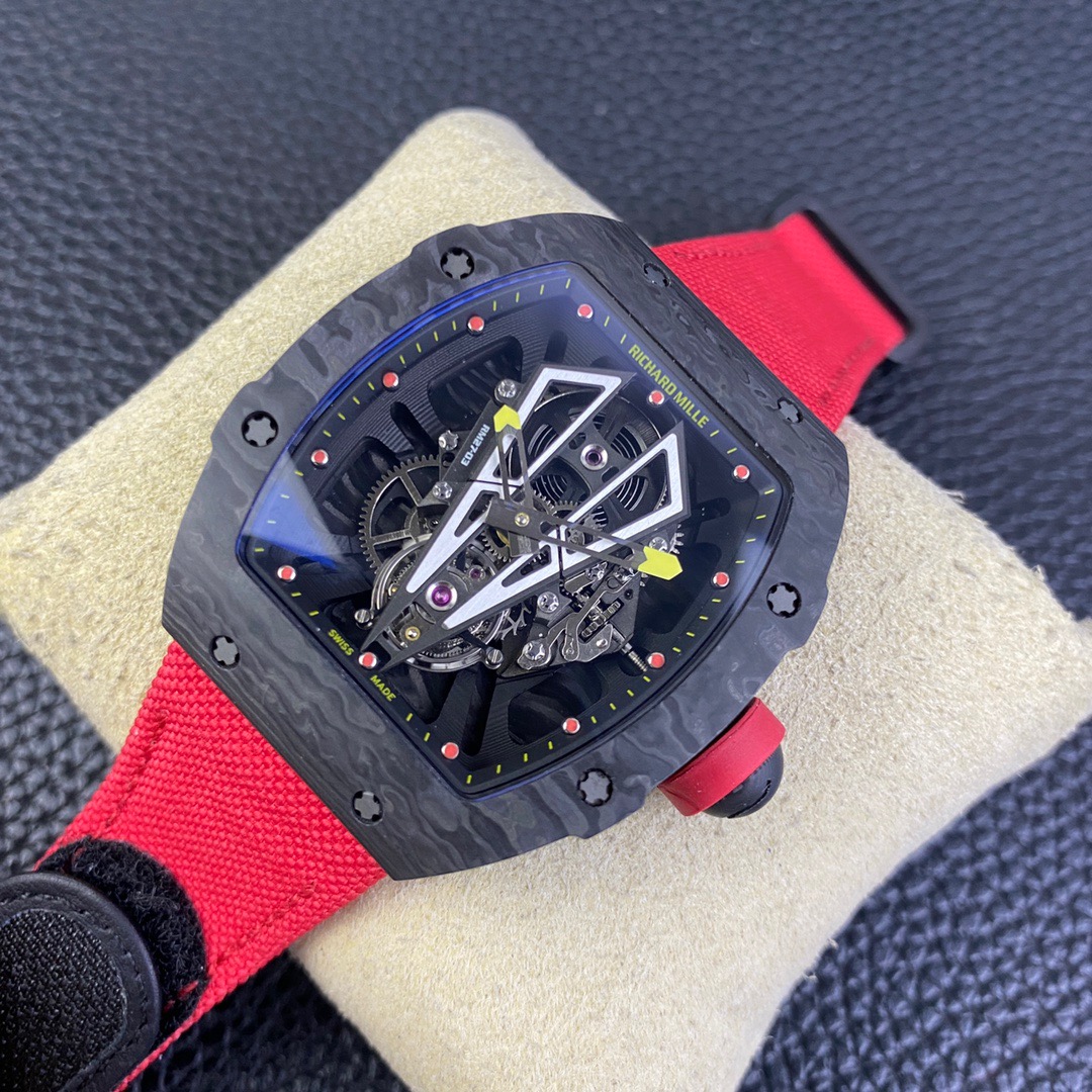 Richard Miller Tourbillon watch has invested heavily in the RM27-03 Tourbillon movement, which is integrated with the NTPT carbon fiber case to create the lightest Tourbillon watch in the industry.