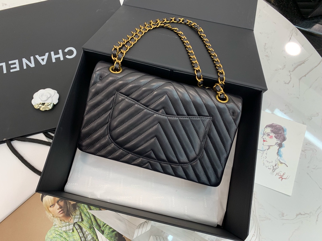 Chanle Classic Flap Bag With Chevron Quilting-lambskin Leather